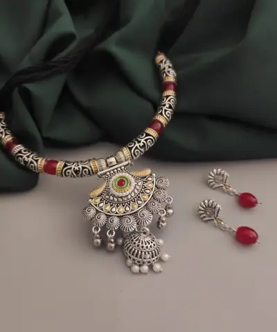 Lakshika Oxidised Hasli Necklace Set