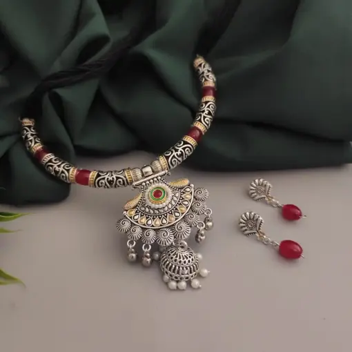 Lakshika Oxidised Hasli Necklace Set Lakshika Oxidised Hasli Necklace Set