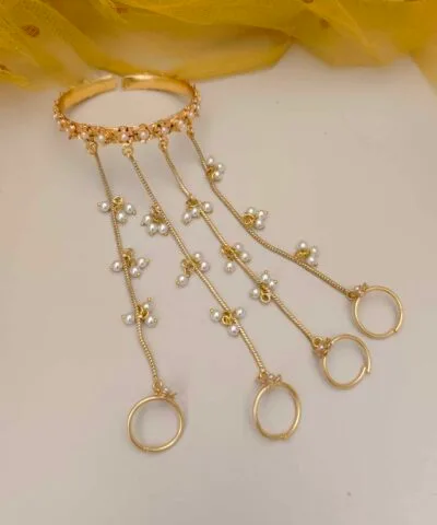 SRINGAR Gold Replica Pearl Adjustable Bracelet/ Hathful