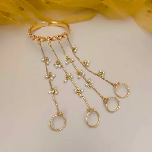 SRINGAR Gold Replica Pearl Adjustable Bracelet/ Hathful
